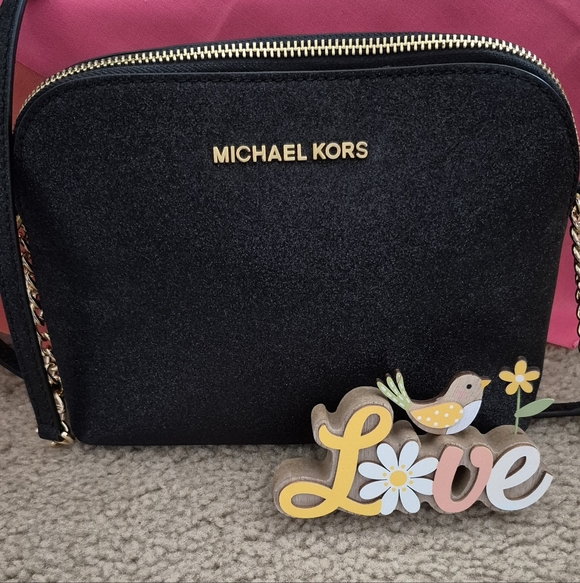 LIKE NEW!!! Michael Kors Black Crossbody with Gold Hardware - Picture 2 of 9